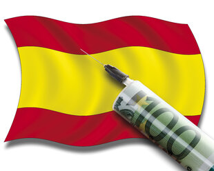 Close up of cash injection on spanish flag - 12886CS-U