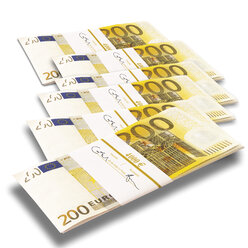 Bunches of 200 Euro notes on white background - 13035CS-U