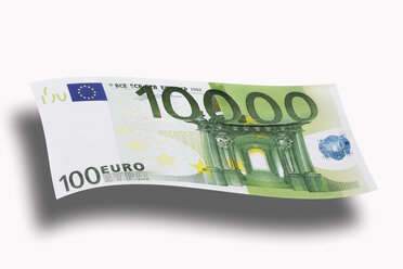 10000-Euro-Schein auf weißem Hintergrund, Nahaufnahme - 13128CS-U