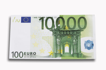 10000 Euro note on white background, close-up - 13127CS-U