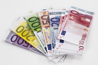 Euro notes fanned out on white background - 13097CS-U