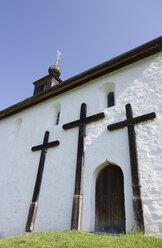 Österreich, Steiermark, Purgg-Trautenfels, Ansicht der Fassade der Johanneskapelle - WWF001449