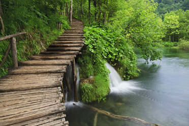 Europa, Kroatien, Jezera, Blick auf die Uferpromenade des Nationalparks Plitvicer Seen - FOF002242