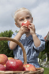 Deutschland, München, Mädchen (2-3 Jahre) isst Apfel - RBF000319