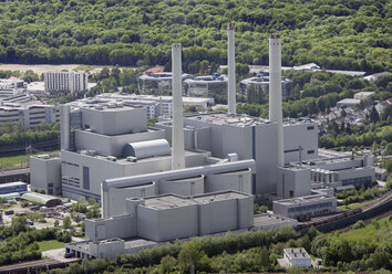 Germany, Munich, View of power station with smoke stacks - WBF000069