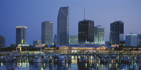 USA, Florida, Miami, View of city skyline at night - WBF000169
