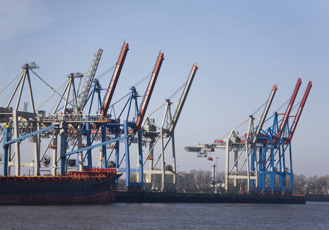 Germany, Hamburg, Crane at port stock photo