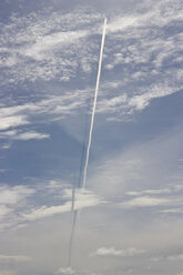 Denmark, Vrist, View of vapour trail with shadow on clouds - HKF000363