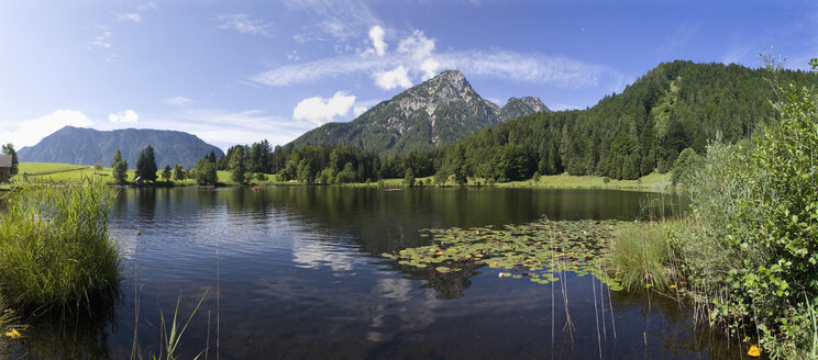 Österreich, Salzkammergut Ausseerland, Blick auf den Sommersbergsee bei hohem sarstein - WWF001695