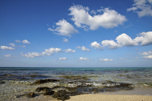 Italien, Apulien, Blick auf den Strand an der Adriaküste - MOF000132