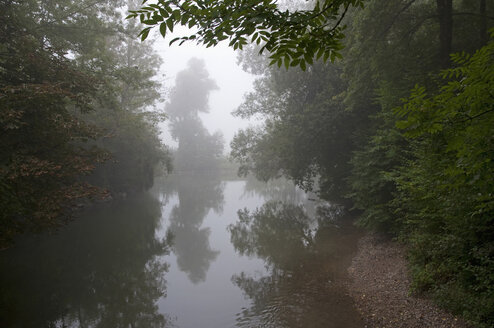 Germany, Bavaria, View of Amper river with fogy morning - MOF000141