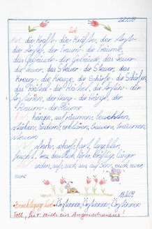 Germany, Munich, Child's drawing in exercise book - CRF001956