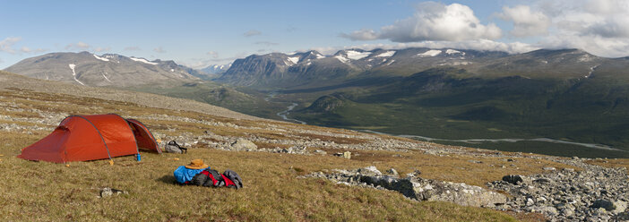 Schweden, Lappland, Sarek-Nationalpark, Blick auf den Campingplatz im Vadvetjåkka-Nationalpark - SHF000485