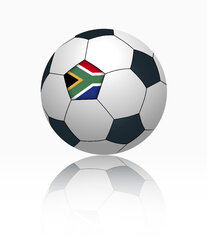 Südafrikanische Flagge auf Fußball, Nahaufnahme - TSF000051