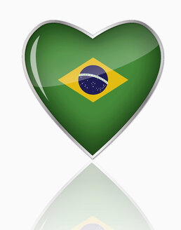 Brazilian flag in heart shape on white background - TSF000068