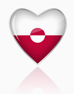 Grönländische Flagge in Herzform auf weißem Hintergrund - TSF000078