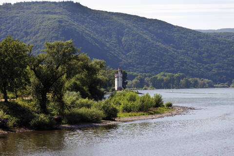 Europa, Deutschland, Rheinland-Pfalz, Blick auf den Mäuseturm bei Bingen, lizenzfreies Stockfoto