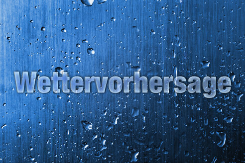 Text on metallic background with water drops, close up - TSF000118