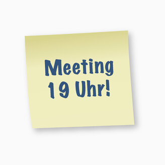 Meeting sign on adhesive note, close-up - TSF000168