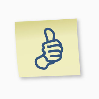 Thumbs up sign on adhesive note, close-up - TSF000177