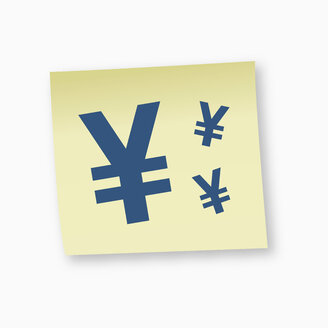 Yen sign on adhesive note, close-up - TSF000178