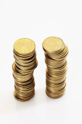 Stacks of 50 Cents on white background - CSF014724