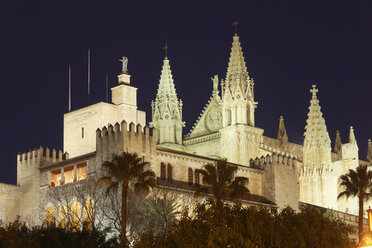 Spain, Balearic Islands, Majorca, Palma de Mallorca, Almudaina Palace, Cathedral La Seu - SIEF000666