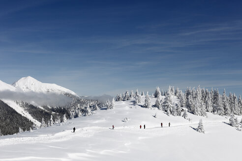 Deutschland, Bayern, Oberbayern, Garmisch-Partenkirchen, Menschen gehen im Schnee - SIE000841