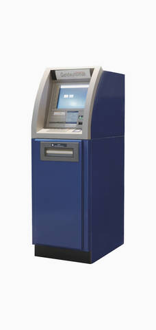 ATM auf weißem Hintergrund, lizenzfreies Stockfoto