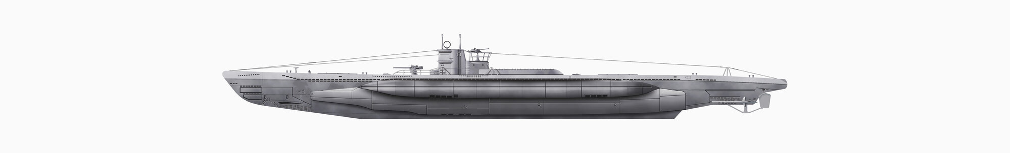 Illustration eines U-Boots vor weißem Hintergrund, Nahaufnahme - WBF001110