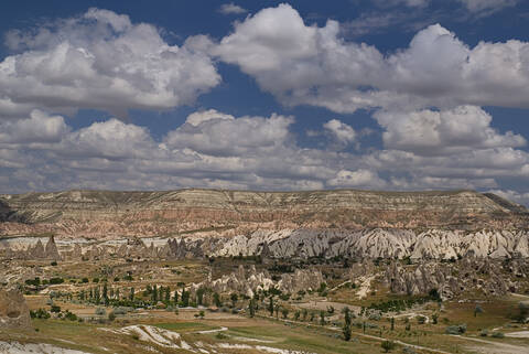 Türkei, Kappadokien, Goreme, Blick auf Täler, lizenzfreies Stockfoto