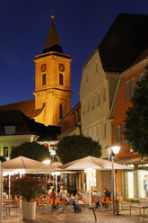 Germany, Bavaria, lower Franconia, Grabfeld, Rhoen, People in restaurant at night - SIE001013