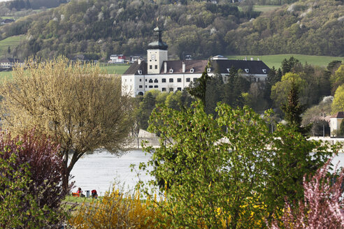 Österreich, Niederösterreich, Nibelungengau, Blick auf Schloss Persenbeug mit Donau - SIEF001384