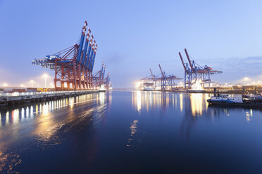 Germany, Hamburg, Burchardkai, View of container ship at harbour - MSF002461