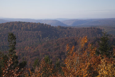 Deutschland, Rheinland-Pfalz, Nordvogesen, Drachenfels, Blick auf den Pfälzerwald - GWF001470