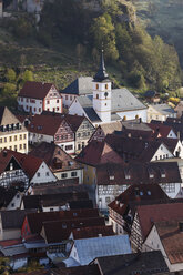 Germany, Bavaria, Franconia, Upper Franconia, Franconian Switzerland, Pottenstein, View of town - SIEF001477