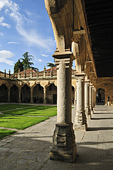 Europe, Spain, Castile and Leon, Salamanca, View of medieval cloister at Patio de Escuelas Menores - ESF000097