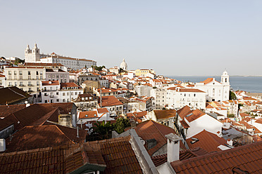 Europe, Portugal, Lisbon, Alfama, View of city with church of Sao Vicente de Fora and church of Santo Estevao - FOF003471