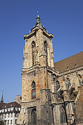 France, Alsace, Colmar, Haut-Rhin, Alsatian Wine Route, View of St. Martin church - GWF001515