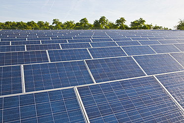 Deutschland, Baden-Württemberg, Winnenden, Blick auf eine große Anzahl von Solarmodulen auf einem Solarkraftwerksfeld - WDF000977