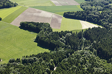 Deutschland, Bayern, Oberbayern, Münsingen, Luftaufnahme von Feldern und Wald - SIEF001754