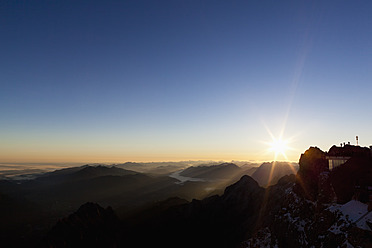 Austria, Germany, Bavaria, View from Zugspitze platform over alps and wetterstein range - FOF003586