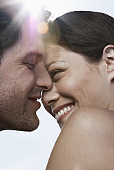 Spain, Majorca, Young couple romancing, close up - WESTF017155