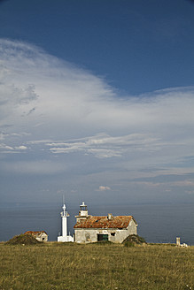 Kroatien, Medulin, Lanterna, Blick auf den Leuchtturm - MBEF000158