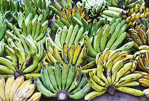 Indonesien, Insel Bali, Denpasar, Bananen am Obststand auf dem Markt - WVF000185