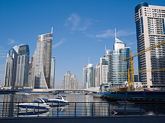 United Arab Emirates, Dubai, Dubai Marina, View of city with marina - BSCF000105