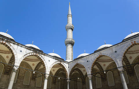 Türkei, Istanbul, Blick auf die Blaue Moschee, lizenzfreies Stockfoto