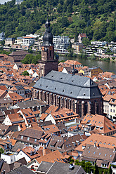 Germany, Baden Wuerttemberg, Heidelberg, View of old town and Heiliggeistkirche with Neckar River - CSF015726