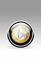 Schwarzer Knopf mit einem Euro-Symbol, Nahaufnahme - CSF015826