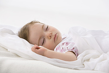 Baby girl sleeping, close up - SMOF000500